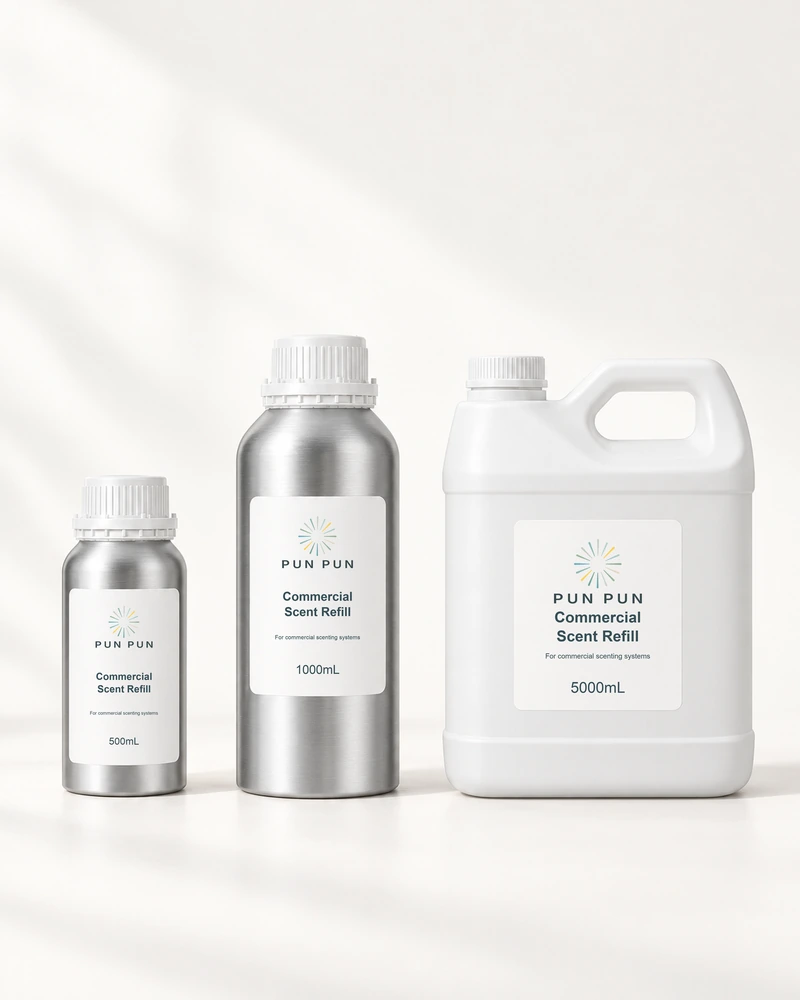 Commercial refill bottles in multiple sizes